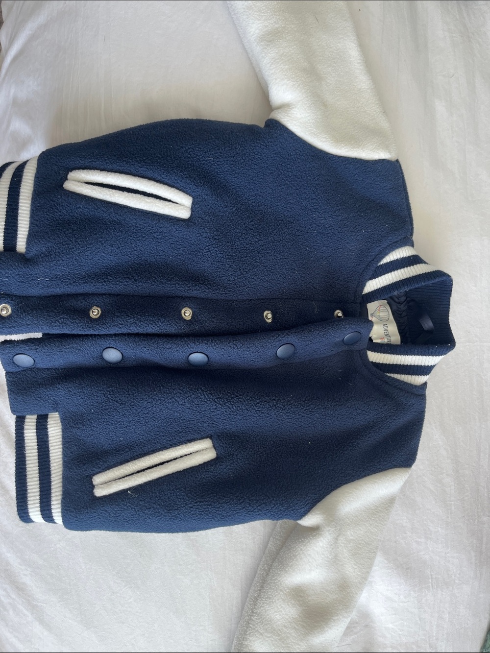 Kids Navy and White Varsity Jacket